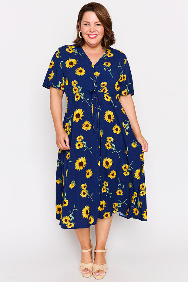 Michelle Sunflower Dress – Sunflower midi dress