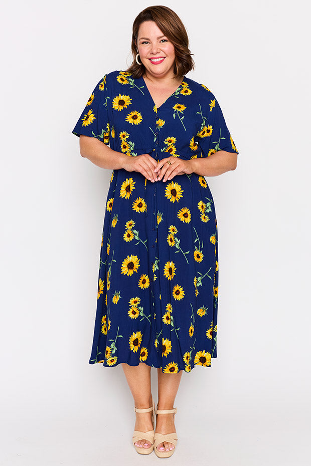Michelle Sunflower Dress – Sunflower midi dress
