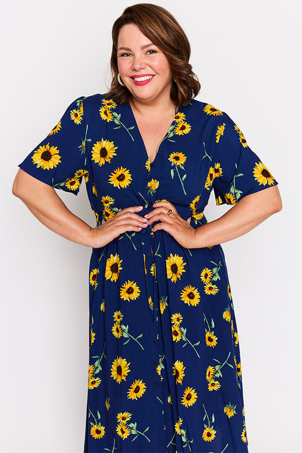Michelle Sunflower Dress – Sunflower midi dress