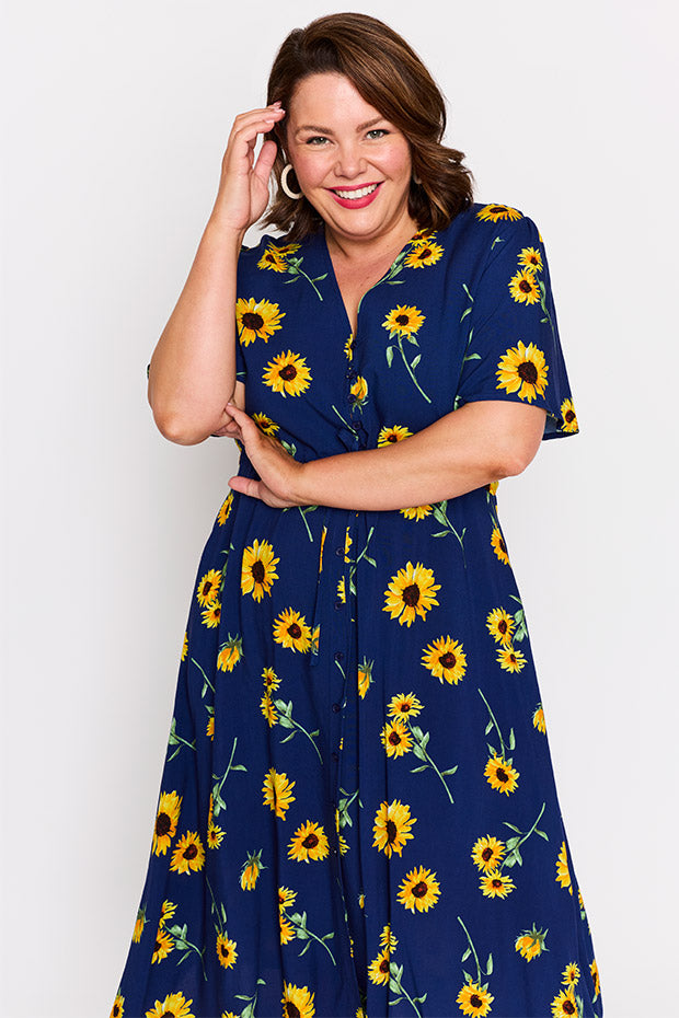 Michelle Sunflower Dress – Sunflower midi dress