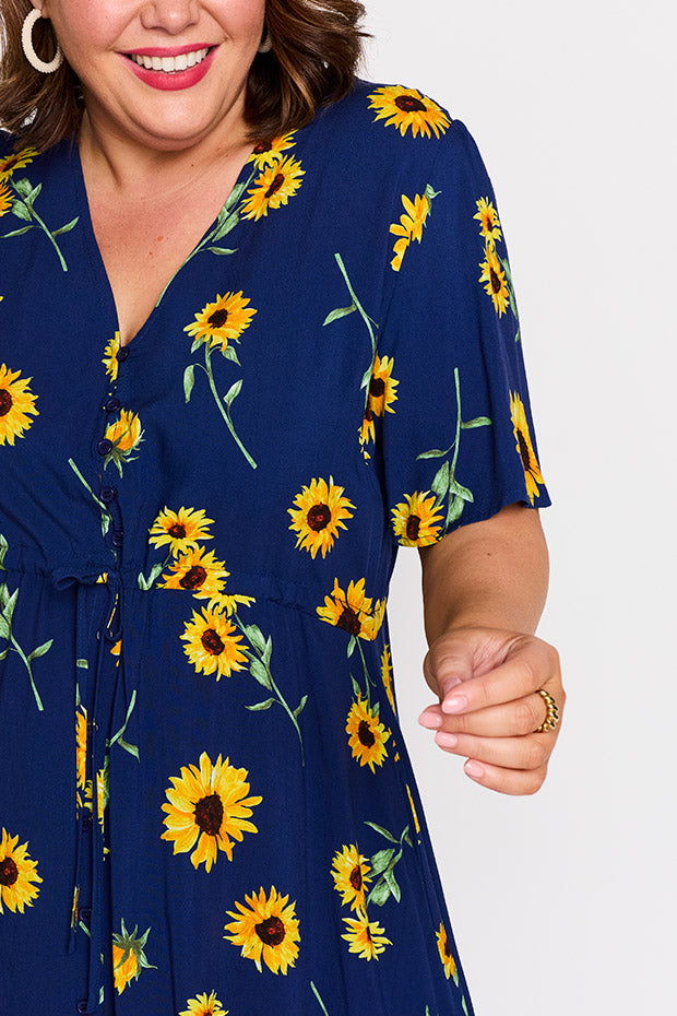 Michelle Sunflower Dress – Sunflower midi dress