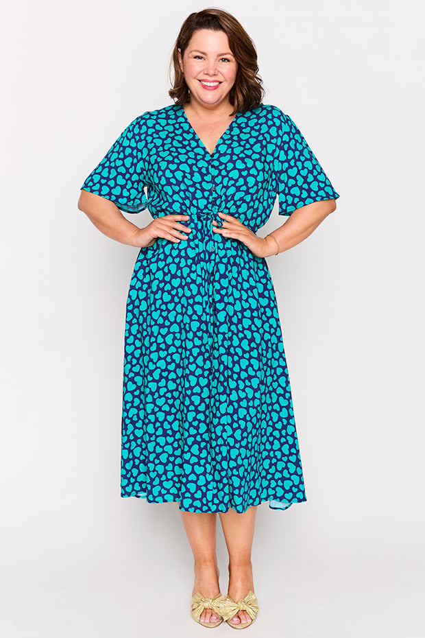 Michelle Teal Hearts Dress – Teal Hearts midi dress