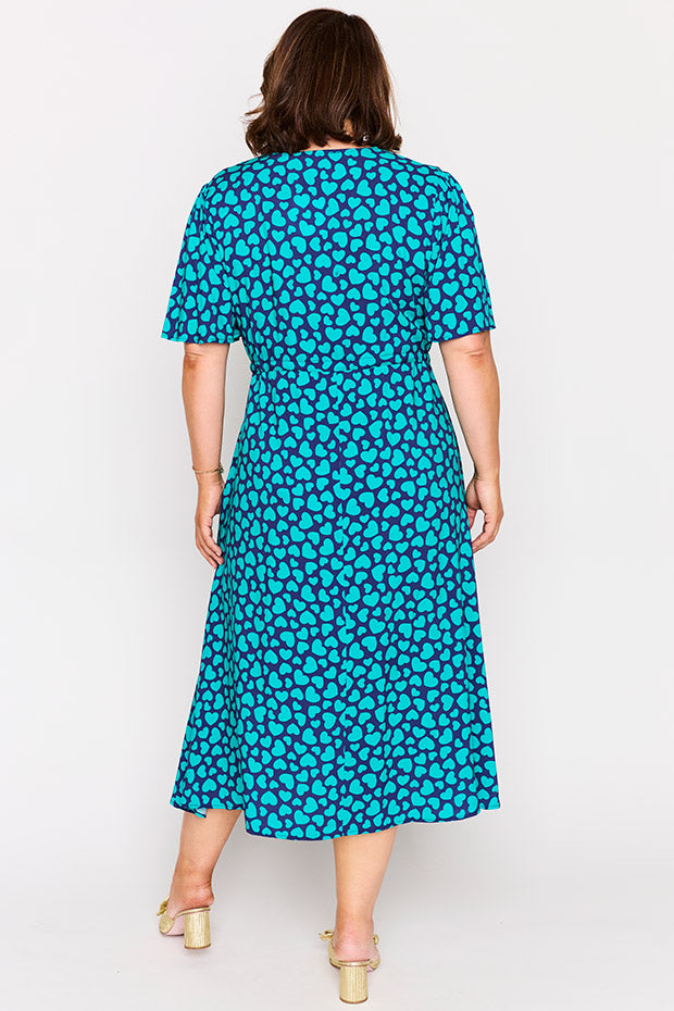 Michelle Teal Hearts Dress – Teal Hearts midi dress