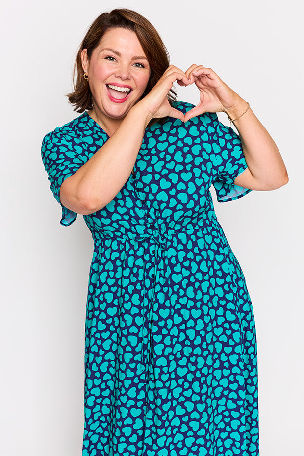 Michelle Teal Hearts Dress – Teal Hearts midi dress