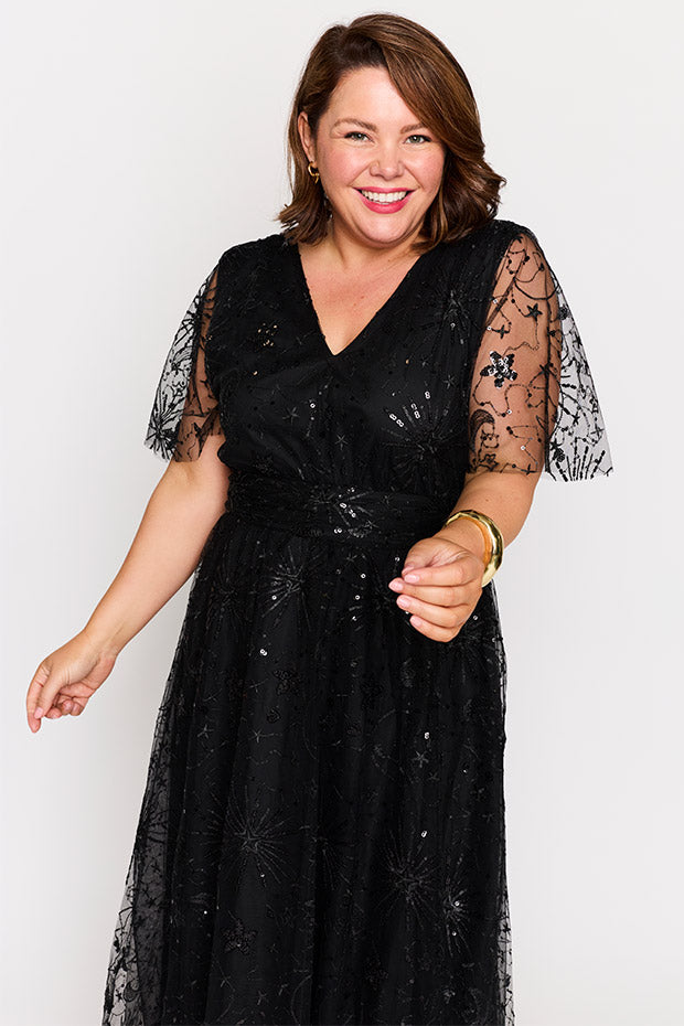 Tracey Black Sequin Party Dress