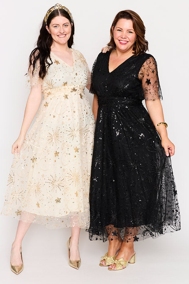 Tracey Black Sequin Party Dress – Black Sequin midi dress