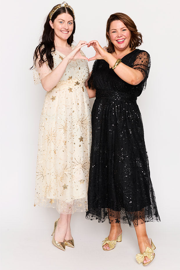 Tracey Black Sequin Party Dress – Black Sequin midi dress