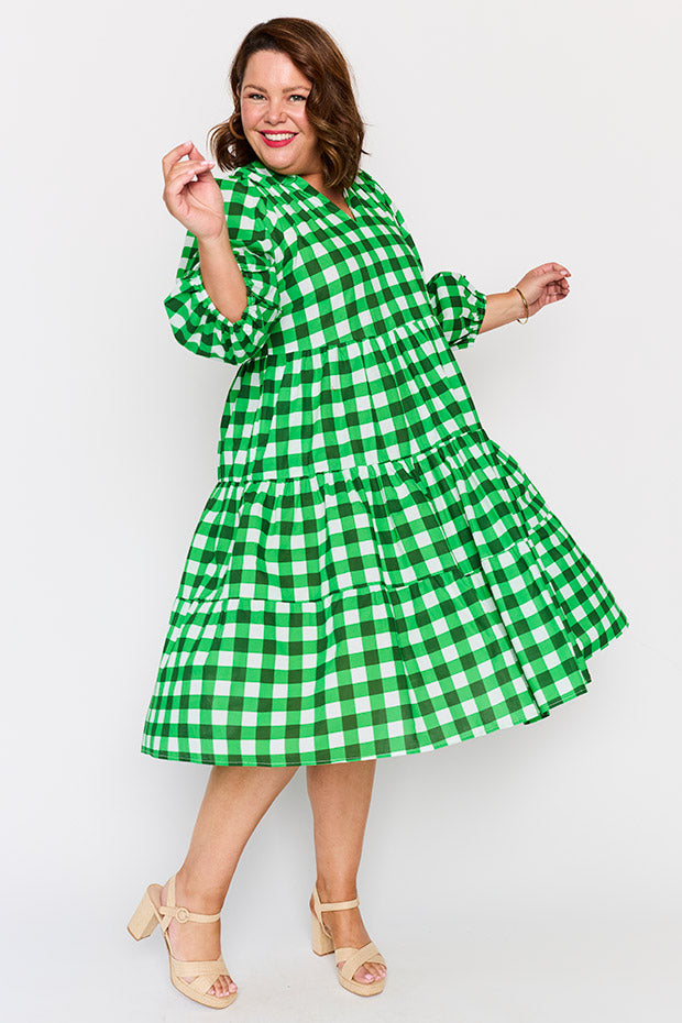 Crystal Apple Gingham Dress – Apple Gingham midi dress