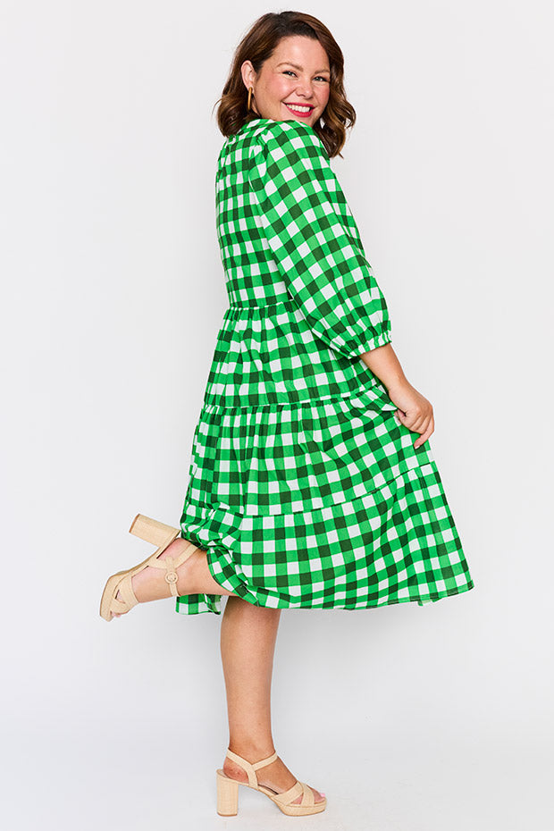 Crystal Apple Gingham Dress – Apple Gingham midi dress