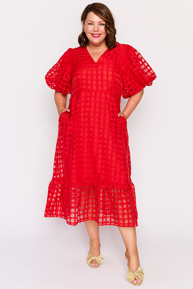 Bobbie Red Dress – Red midi dress