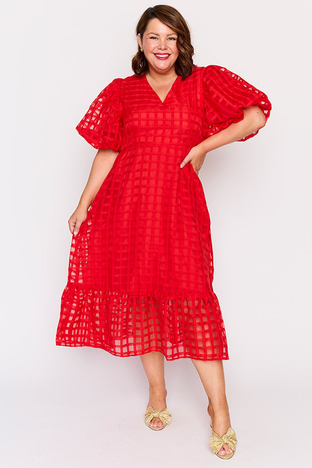 Bobbie Red Dress – Red midi dress