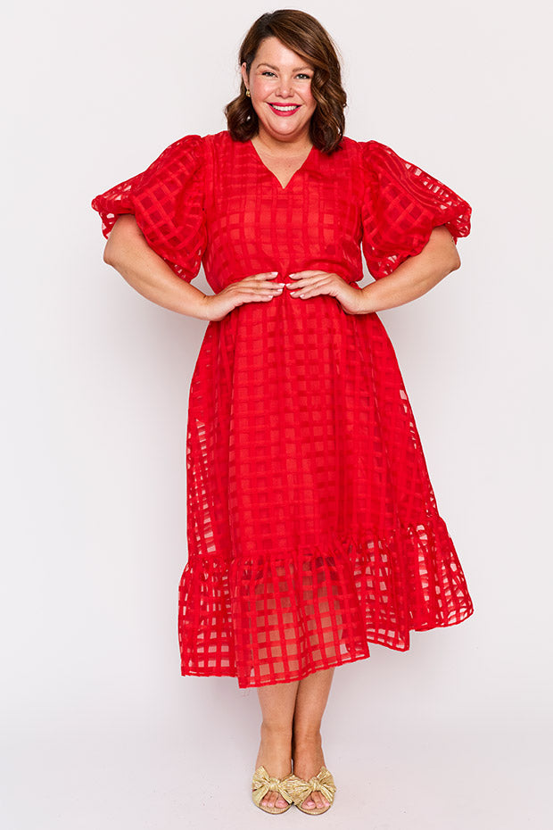 Bobbie Red Dress – Red midi dress