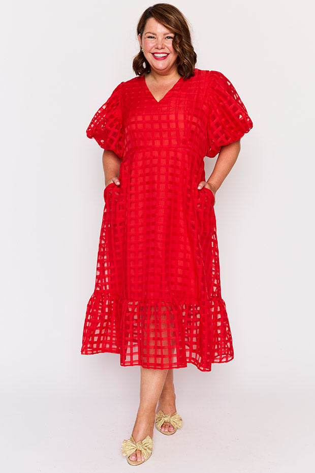 Bobbie Red Dress – Red midi dress