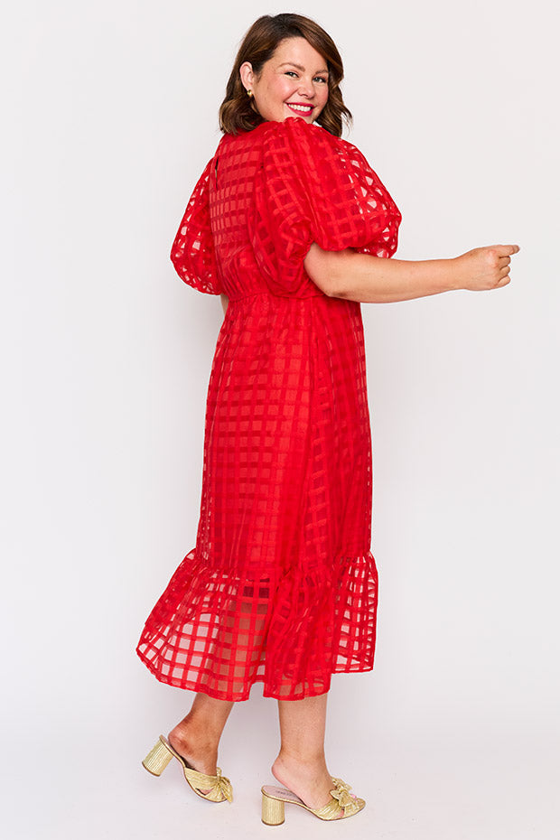 Bobbie Red Dress – Red midi dress