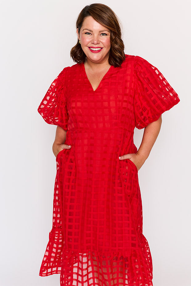 Bobbie Red Dress – Red midi dress