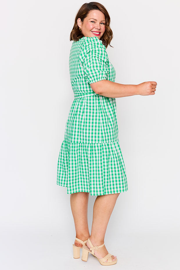 Melbourne Green Gingham Dress – Green Gingham midi dress