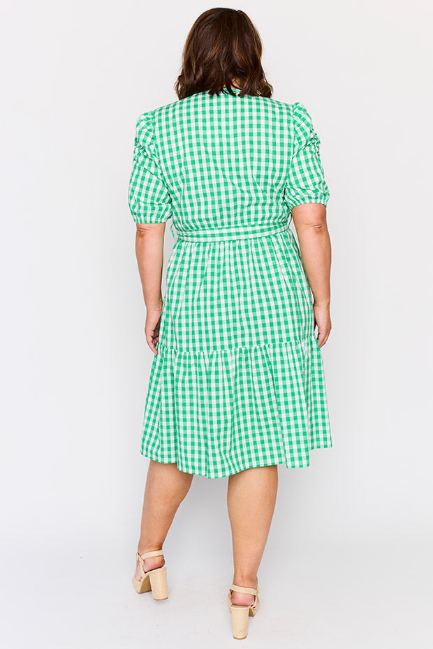 Melbourne Green Gingham Dress – Green Gingham midi dress