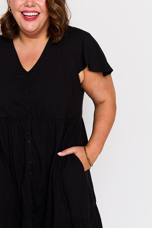 Mikey Black Dress – Black knee length dress