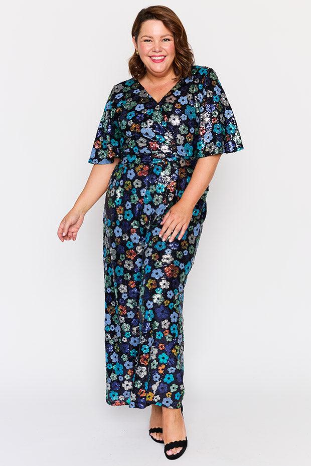 Skyla Ocean Flower Sequin Jumpsuit – Ocean Flower Sequin jumpsuit