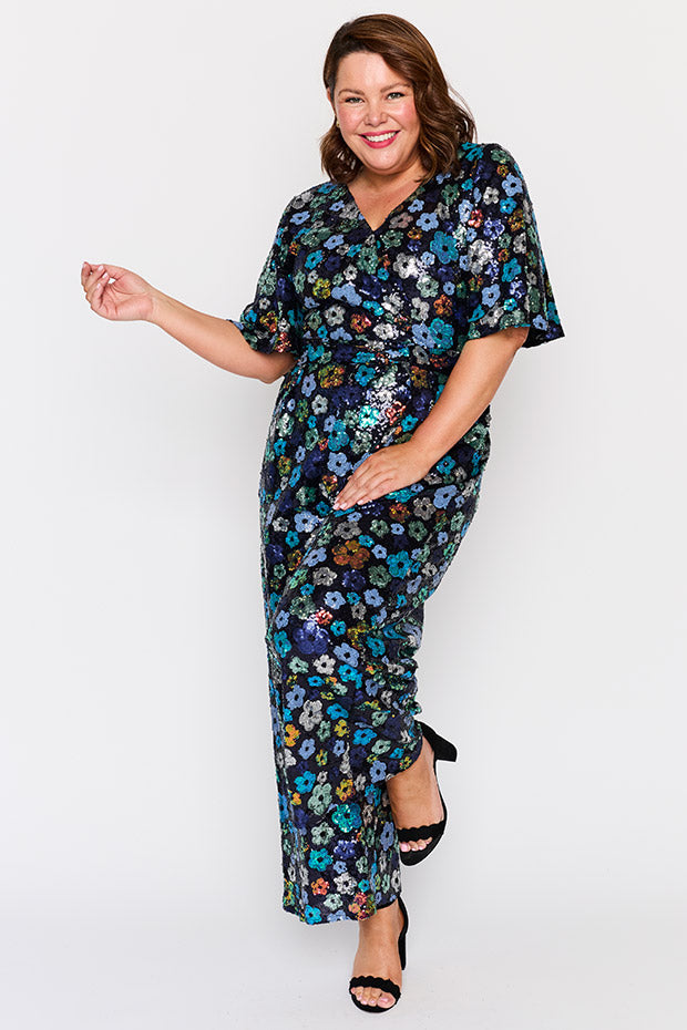 Skyla Ocean Flower Sequin Jumpsuit – Ocean Flower Sequin jumpsuit