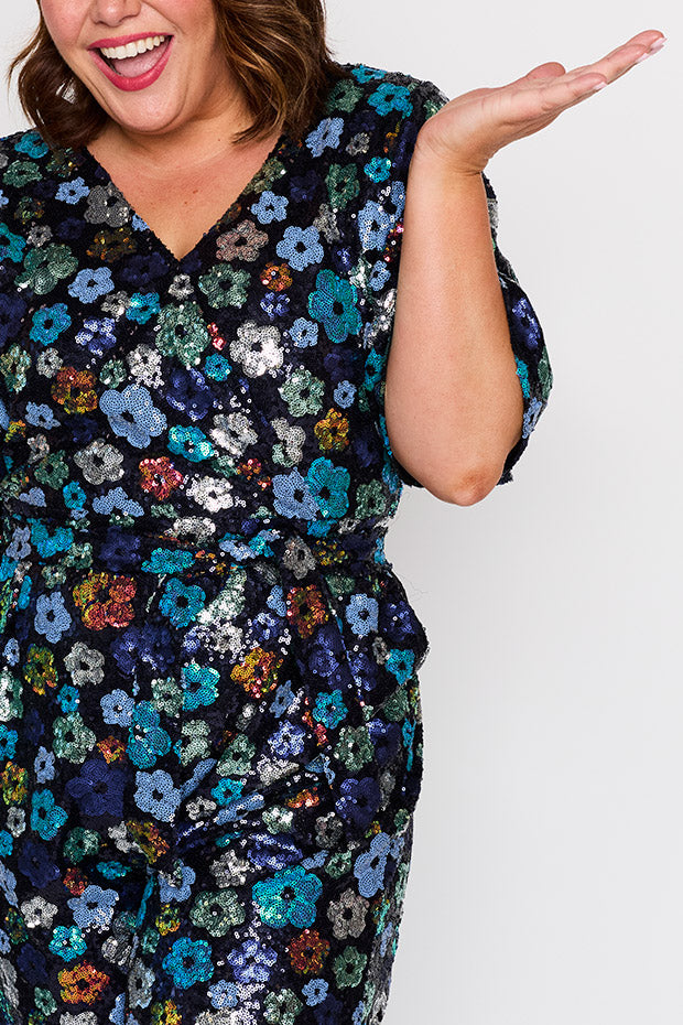 Skyla Ocean Flower Sequin Jumpsuit – Ocean Flower Sequin jumpsuit