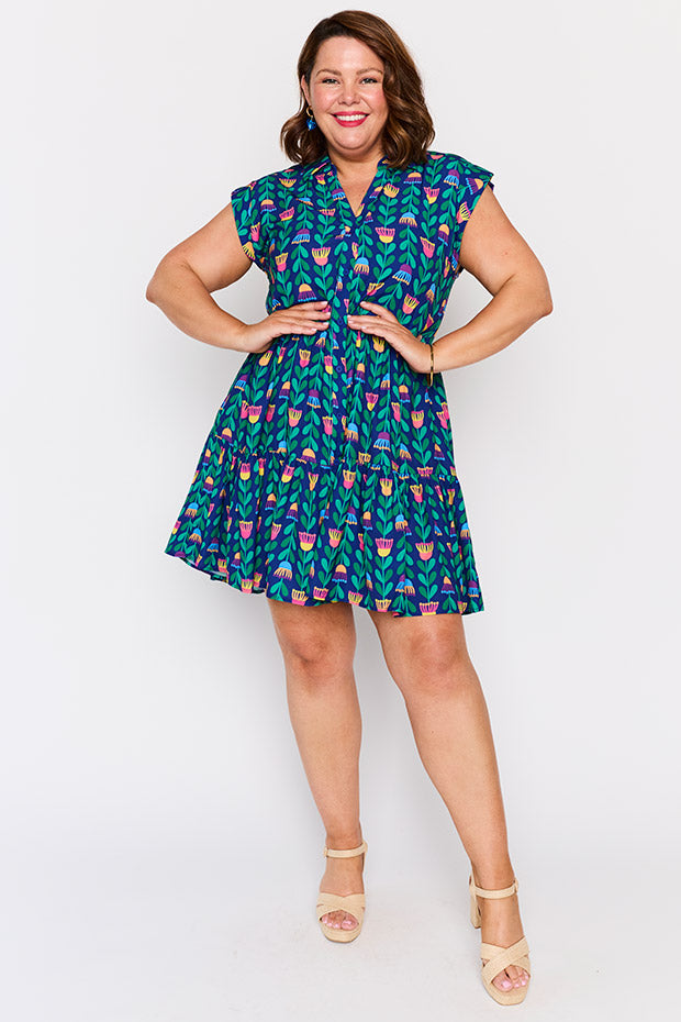 Claudia Eucalyptus Buds Dress – Eucalyptus Buds knee length dress