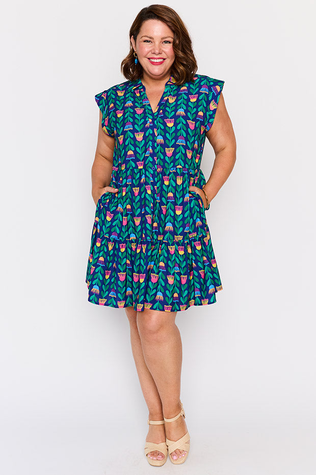 Claudia Eucalyptus Buds Dress – Eucalyptus Buds knee length dress