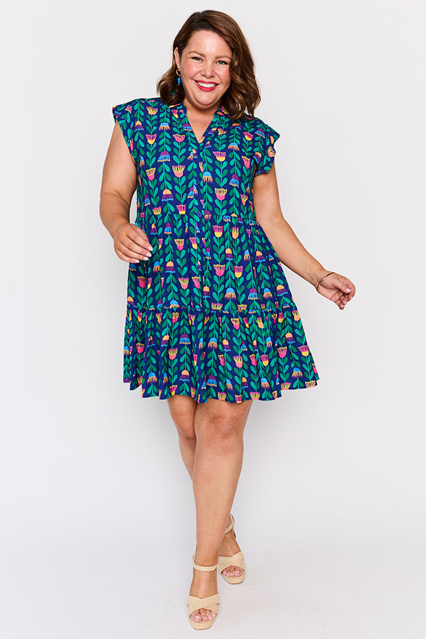 Claudia Eucalyptus Buds Dress – Eucalyptus Buds knee length dress
