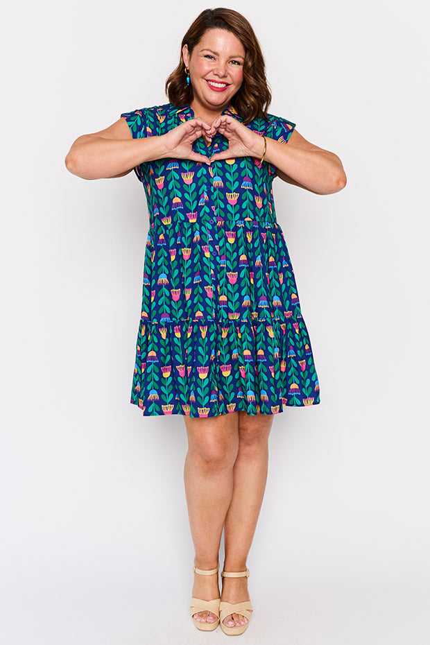 Claudia Eucalyptus Buds Dress – Eucalyptus Buds knee length dress