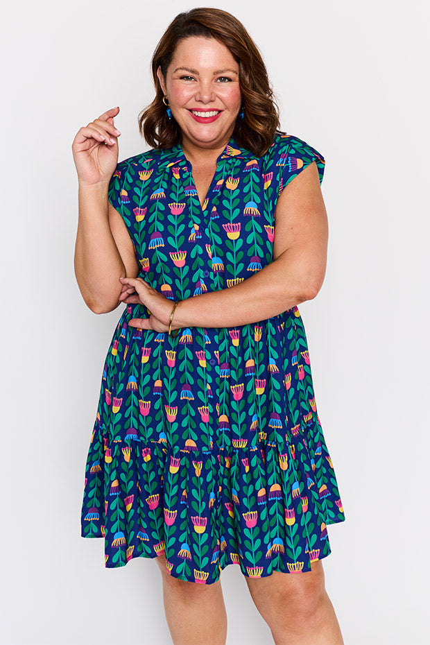 Claudia Eucalyptus Buds Dress – Eucalyptus Buds knee length dress