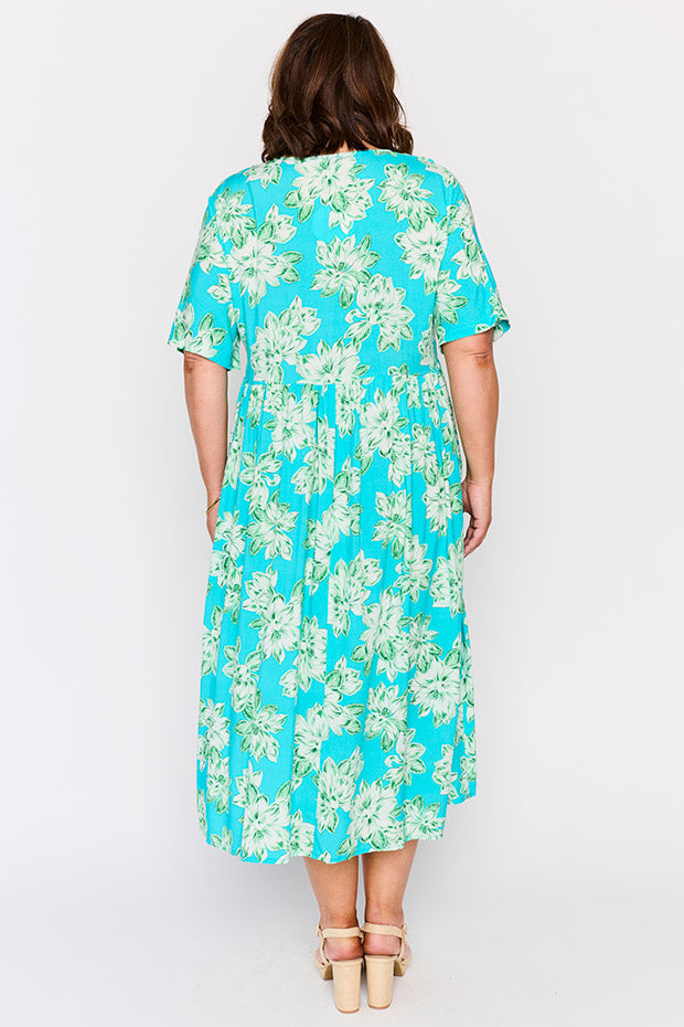 Iconic Teal Magnolia Dress – Teal Magnolia midi dress