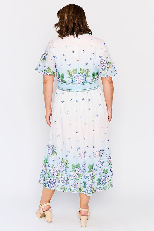 Stephanie Hydrangea Sky Dress – Hydrangea Sky midi dress