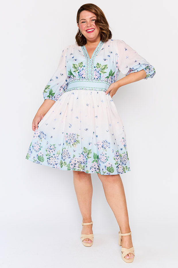 Abbie Hydrangea Sky Dress – Hydrangea Sky knee length dress