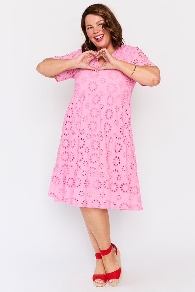 Jules Pink Dress – Pink knee length dress