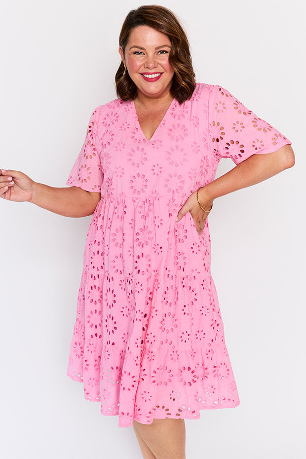 Jules Pink Dress – Pink knee length dress