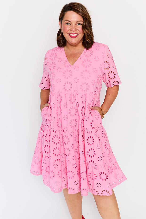 Jules Pink Dress – Pink knee length dress