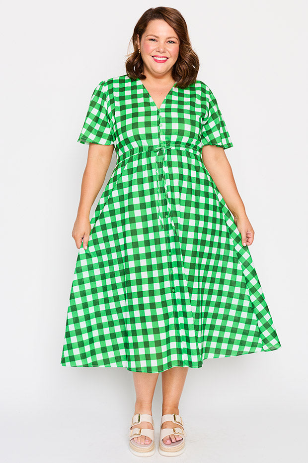 Marley Cotton Apple Gingham Dress – Apple Gingham midi dress