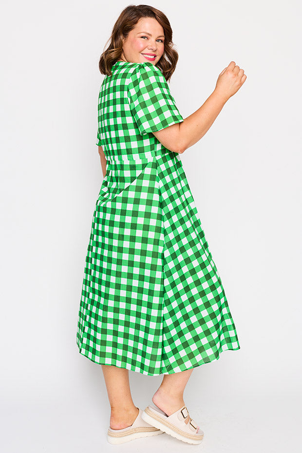 Marley Cotton Apple Gingham Dress – Apple Gingham midi dress