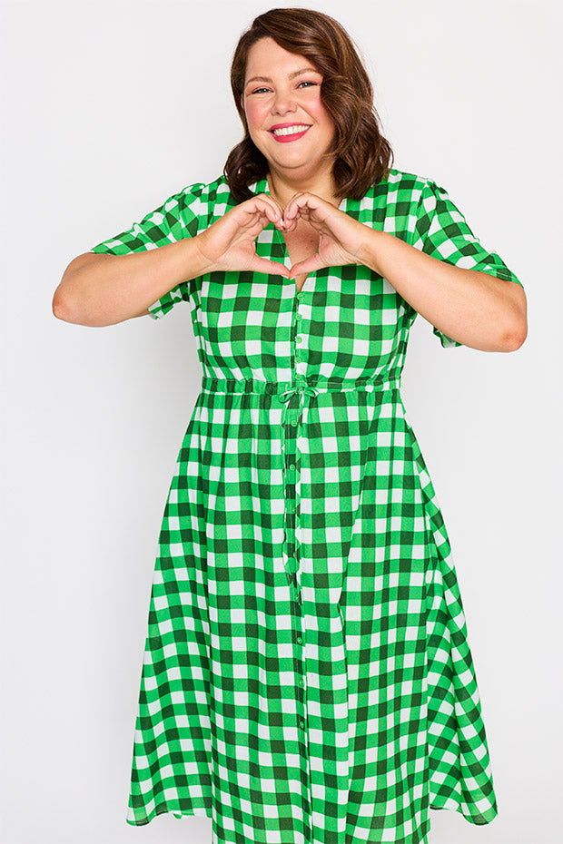 Marley Cotton Apple Gingham Dress – Apple Gingham midi dress