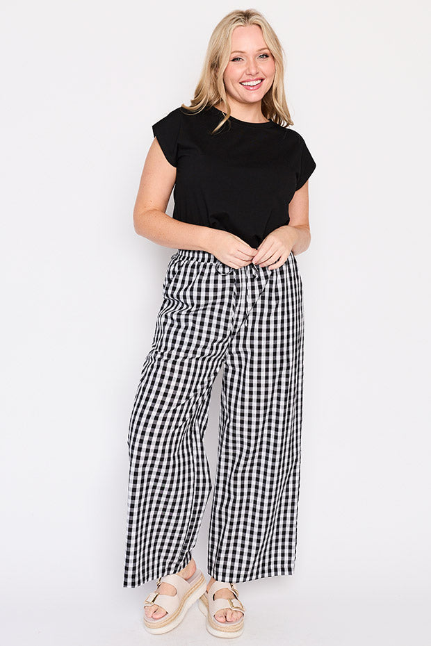 Beyond Black Gingham Pant – Black Gingham wide leg pants