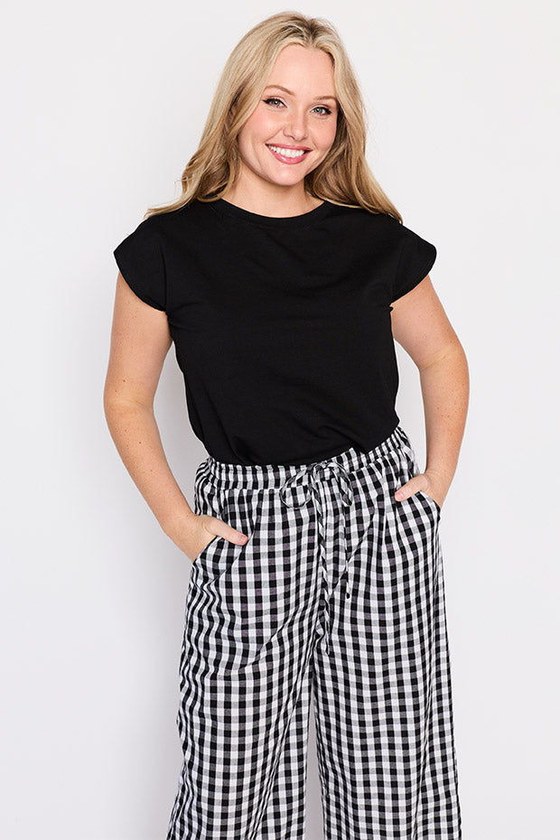 Beyond Black Gingham Pant – Black Gingham wide leg pants