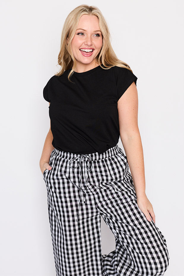 Beyond Black Gingham Pant – Black Gingham wide leg pants