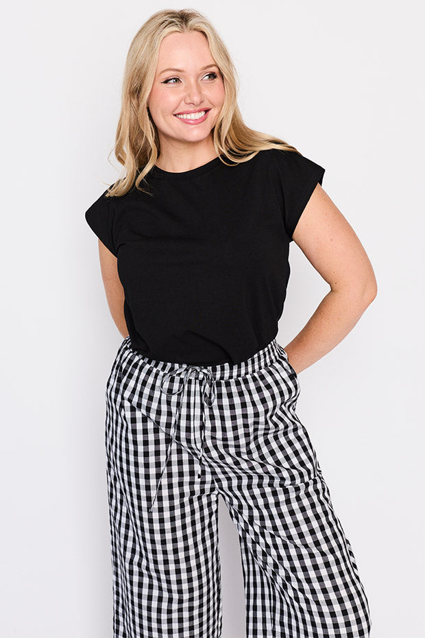 Beyond Black Gingham Pant – Black Gingham wide leg pants