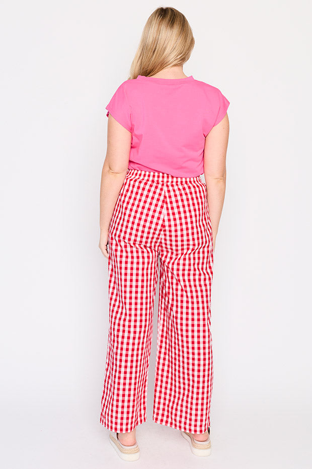 Beyond Red Gingham Pant – Red Gingham wide leg pants
