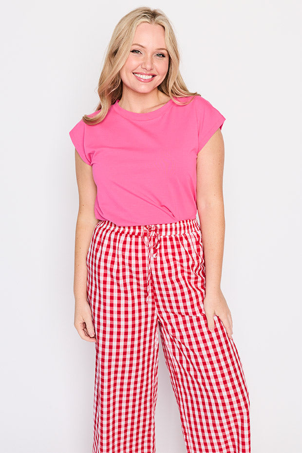 Beyond Red Gingham Pant – Red Gingham wide leg pants
