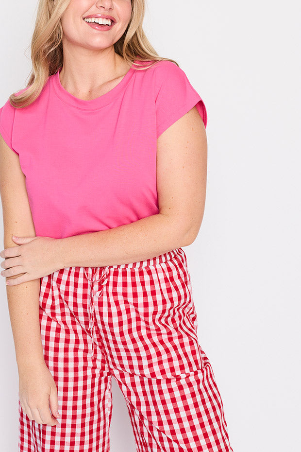 Beyond Red Gingham Pant – Red Gingham wide leg pants