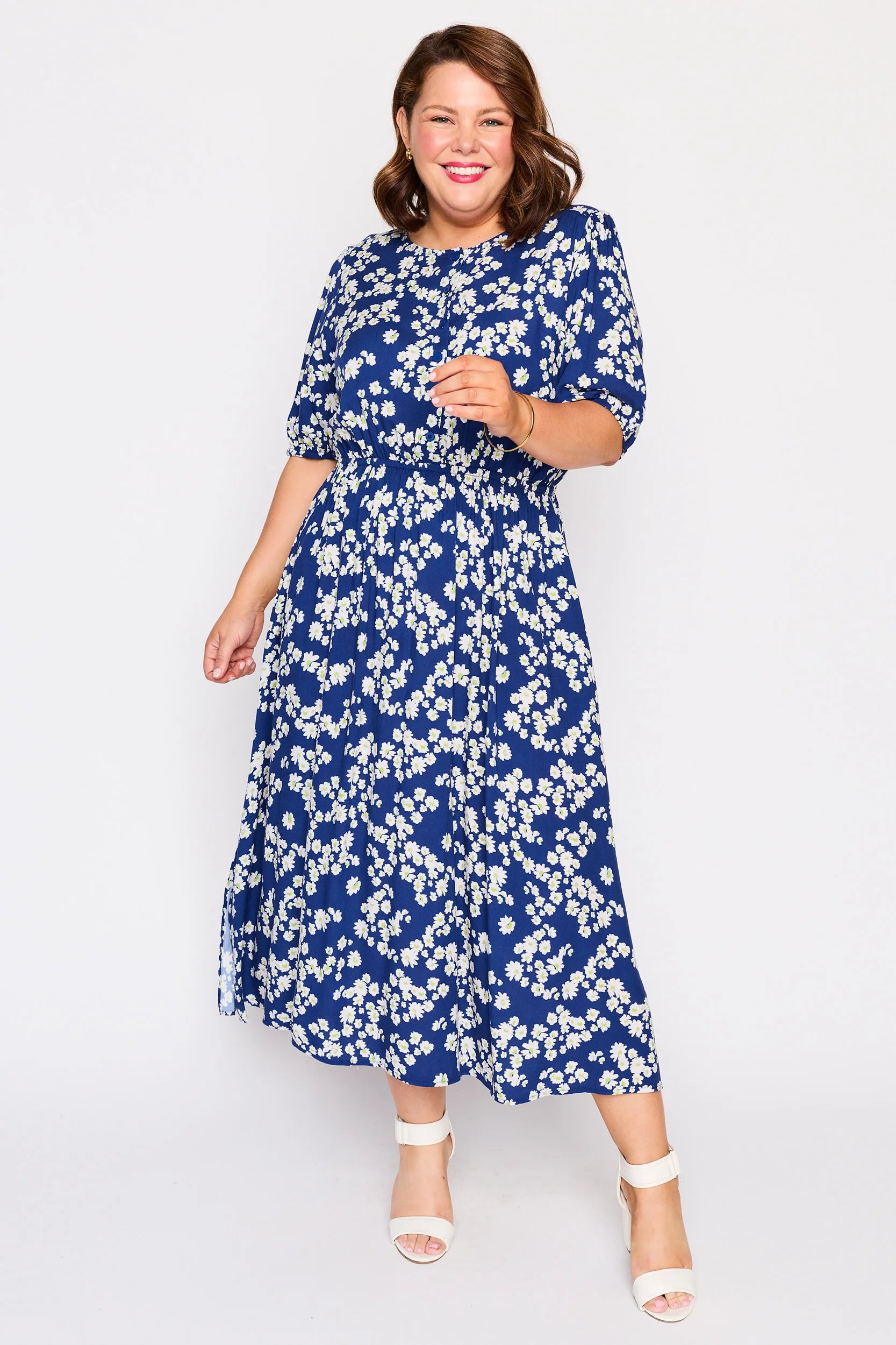 Bronwyn Blue Petal Whimsy Dress – Blue Petal Whimsy midi dress