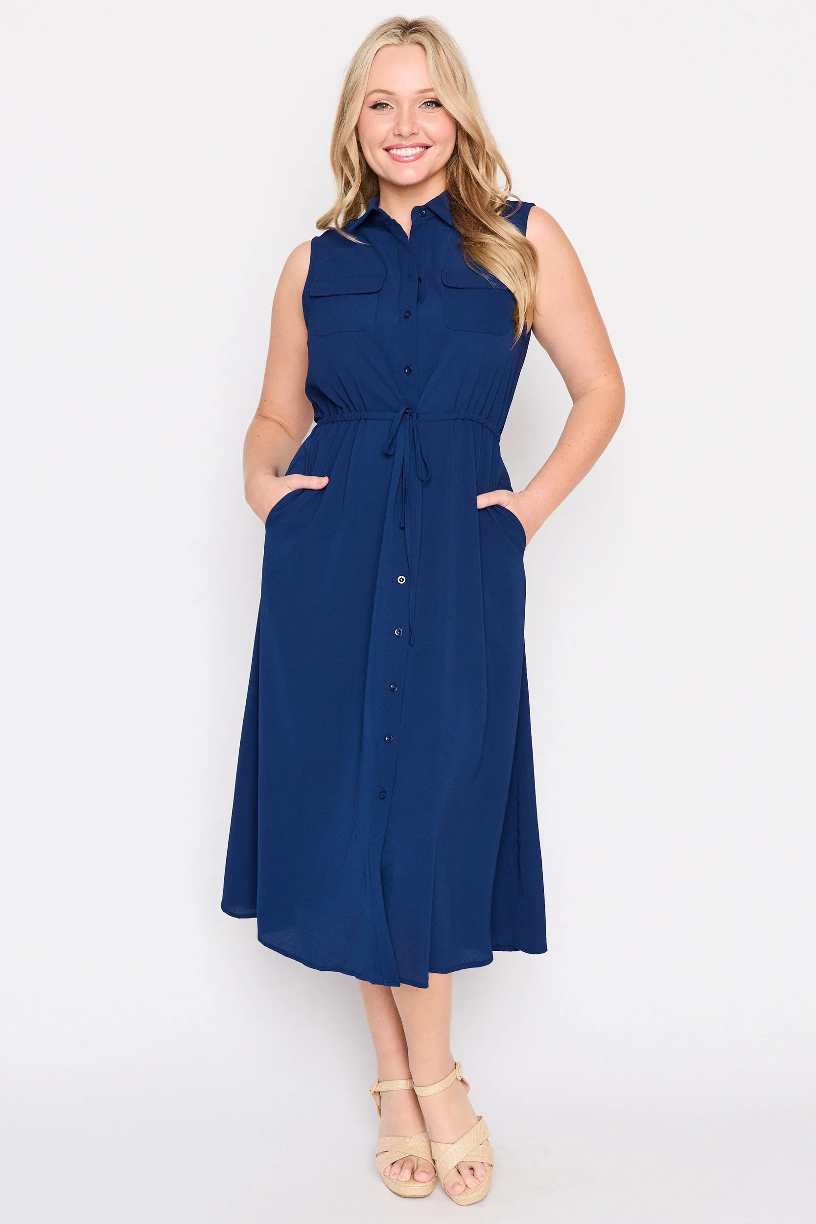 Elizabeth Navy Blue Dress – Navy Blue midi dress