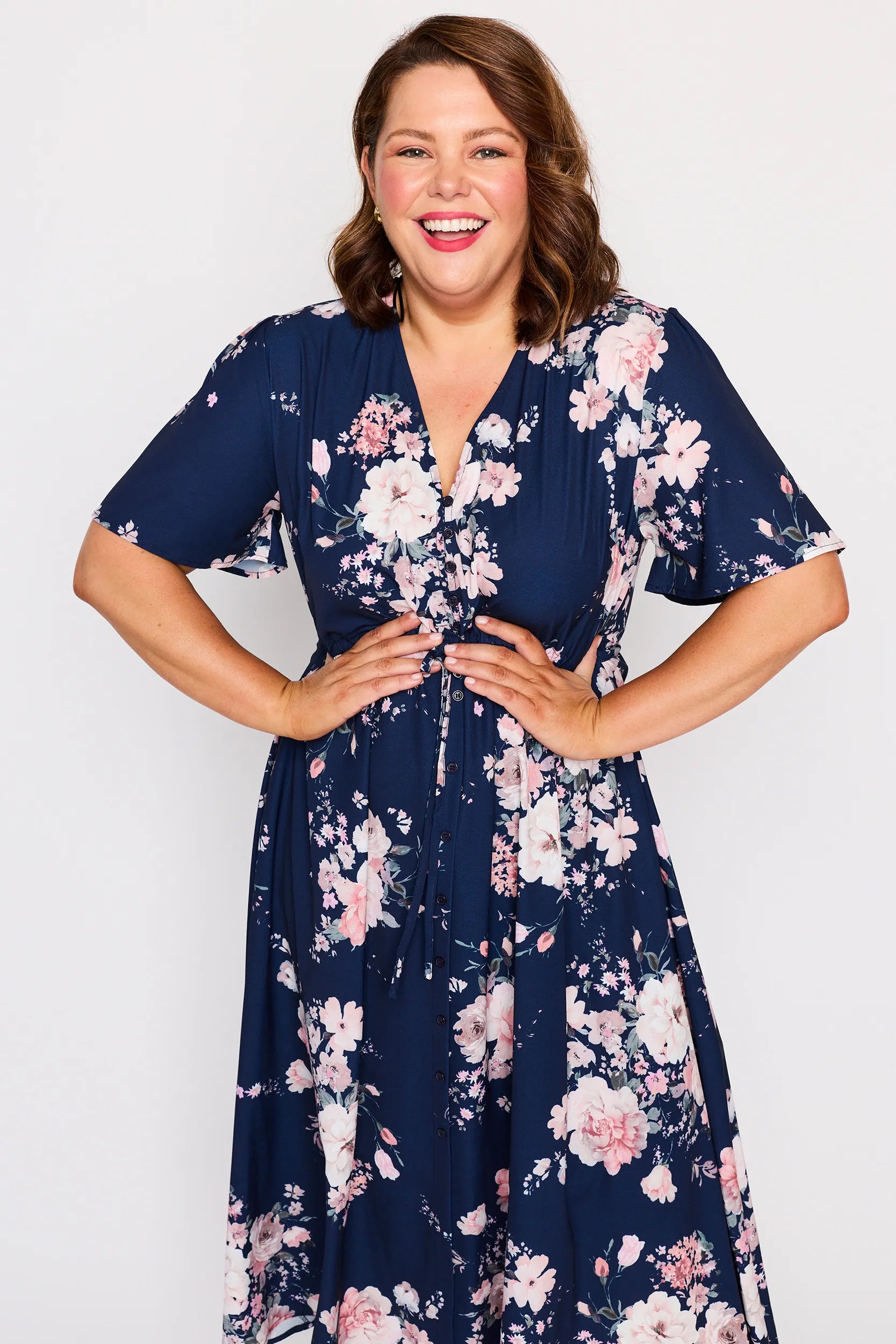 Marley Navy Floral Dress – Navy Floral midi dress