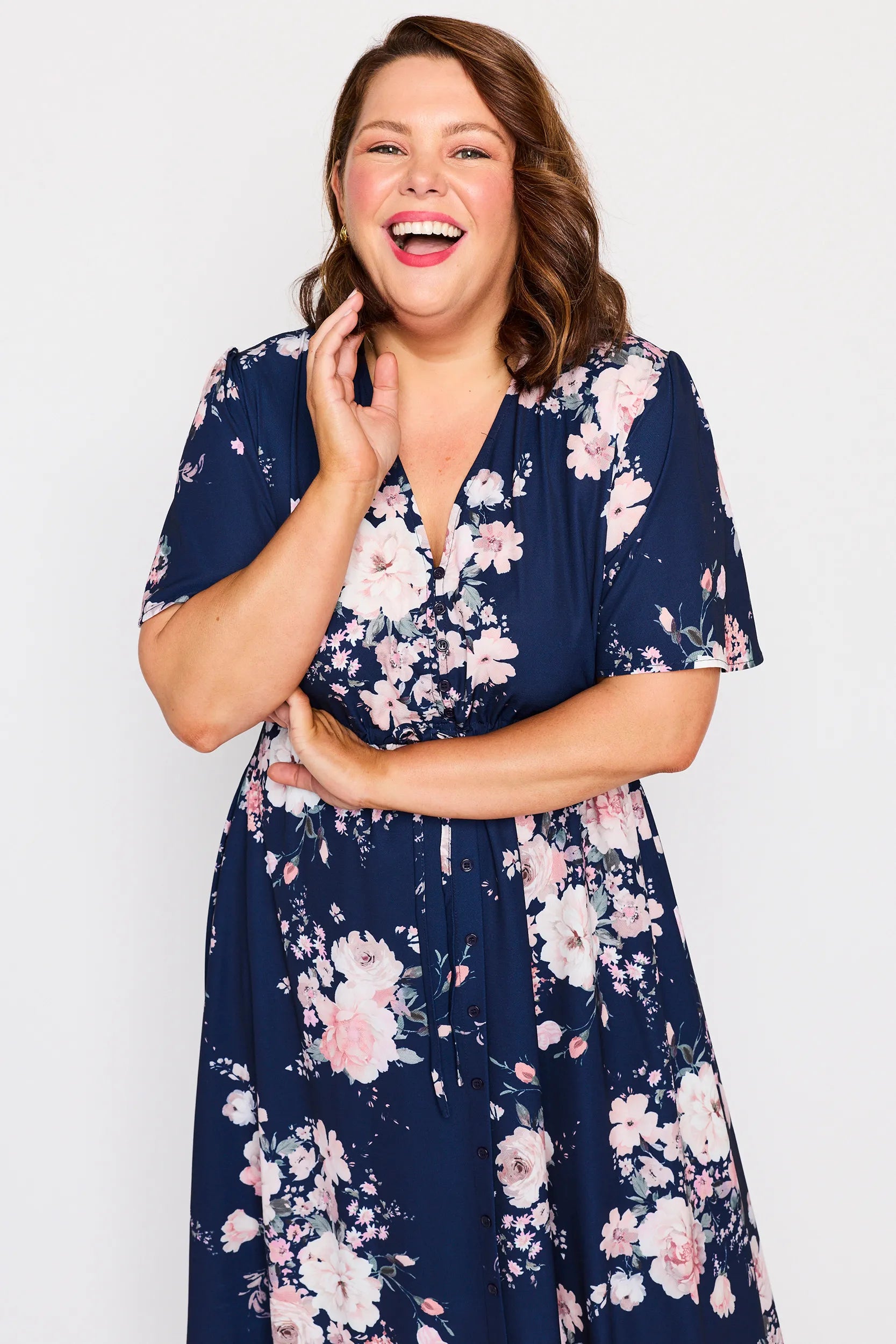 Marley Navy Floral Dress – Navy Floral midi dress